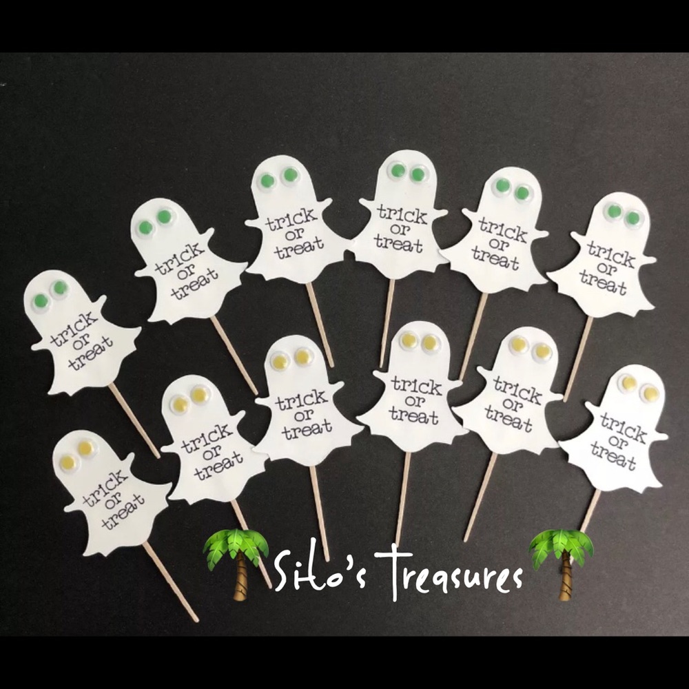 Halloween Ghost Cupcake Toppers Set of 12